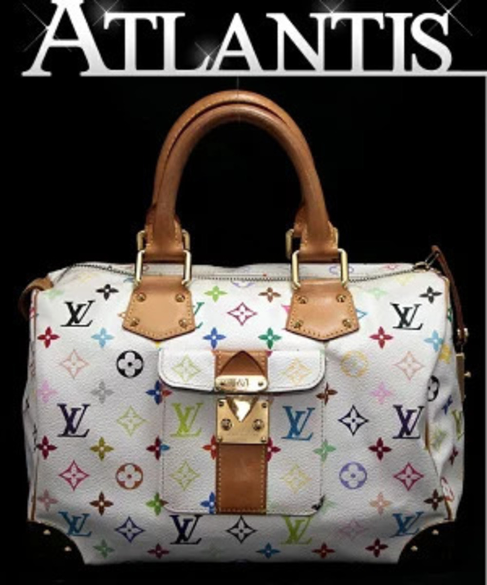 Louis Vuitton Speedy Boston Bag Handbag Multicolor White